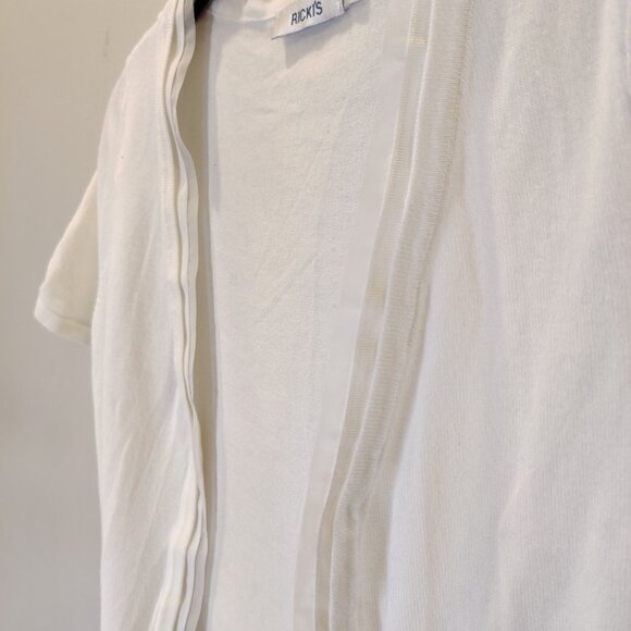 Ricki's White Cropped Open-Front Cardigan Short Sleeve | Small - Picture 4 of 7